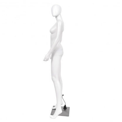 5.8 ft Full Body Female Mannequin Egghead Manikin with Metal Stand - Color: White