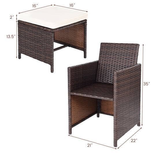 10 Pieces Outdoor Patio Dining Set - Color: Brown