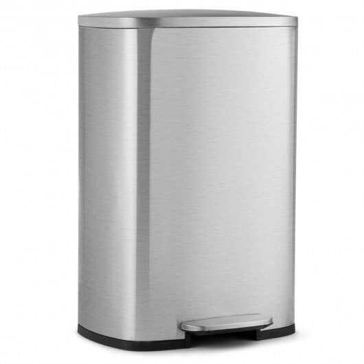 13.2 Gallon Stainless Steel Trash Garbage Can with Bucket - Color: Silver