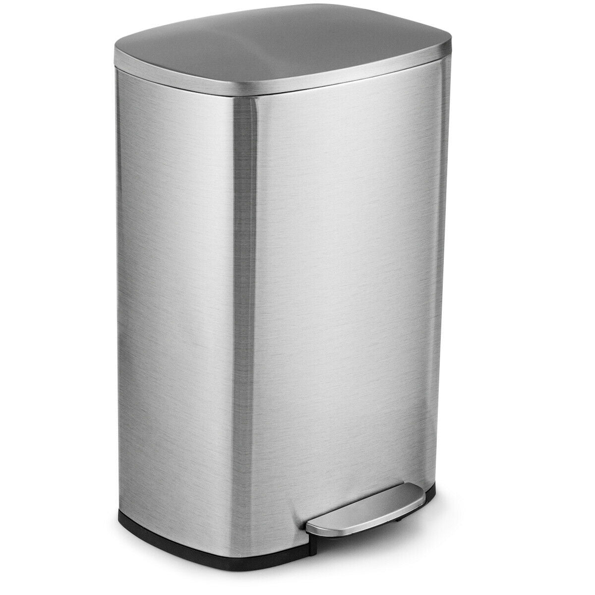 13.2 Gallon Stainless Steel Trash Garbage Can with Bucket - Color: Silver