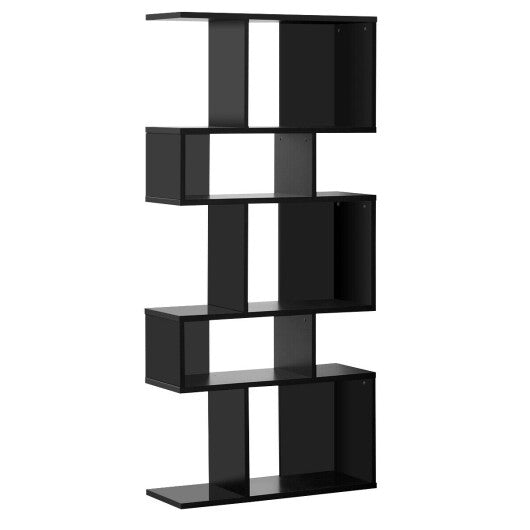 5 Cubes Ladder Shelf Corner Bookshelf Display Rack Bookcase-Black - Color: Black