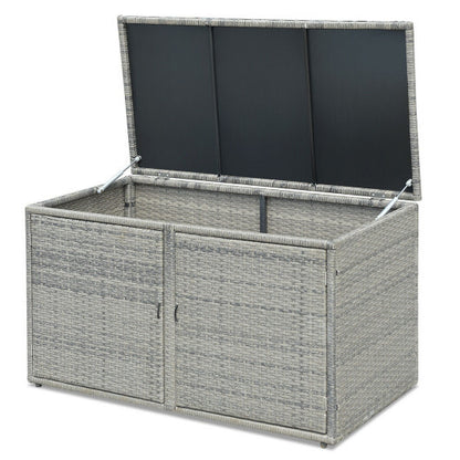 88 Gallon Garden Patio Rattan Storage Container Box - Color: Gray