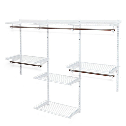 Adjustable Wall Mounted Closet Rack System with Shelf - Color: White