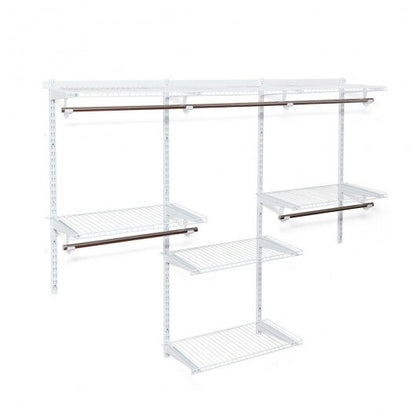 Adjustable Wall Mounted Closet Rack System with Shelf - Color: White