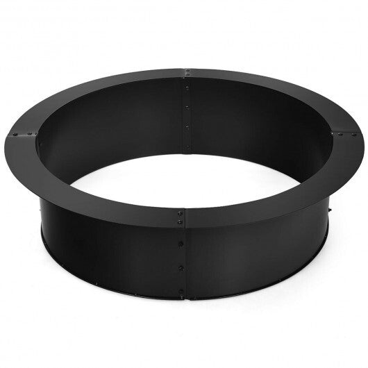 36 inch Round Steel Fire Pit Ring Line for Outdoor Backyard - Color: Black