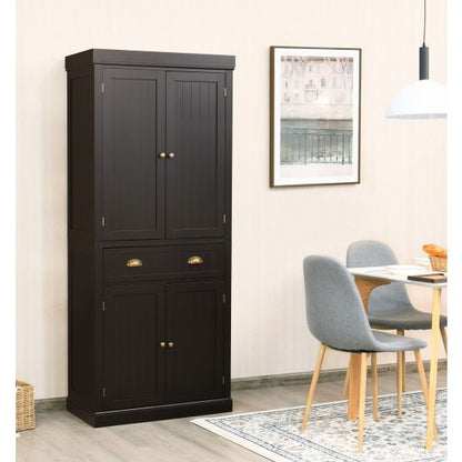 Cupboard Freestanding Kitchen Cabinet w/ Adjustable Shelves-Dark Brown - Color: Dark Brown