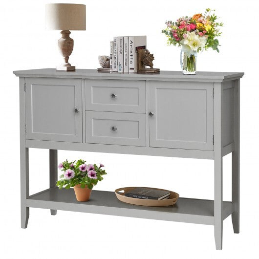 Wooden Sideboard Buffet Console Table  with Drawers and Storage-Gray - Color: Gray