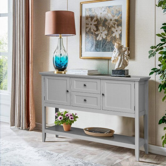 Wooden Sideboard Buffet Console Table  with Drawers and Storage-Gray - Color: Gray