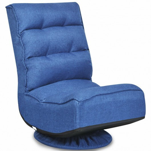 5-Position Folding Floor Gaming Chair-Navy - Color: Navy