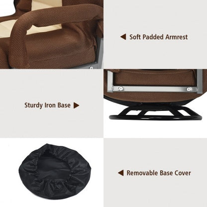 360-Degree Swivel Gaming Floor Chair with Foldable Adjustable Backrest-Brown - Color: Brown