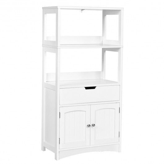 Bathroom Storage Cabinet with Drawer and Shelf Floor Cabinet - Color: White