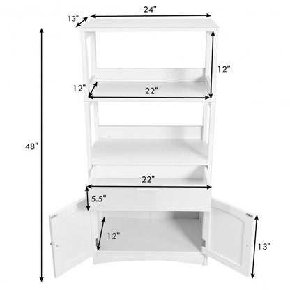 Bathroom Storage Cabinet with Drawer and Shelf Floor Cabinet - Color: White