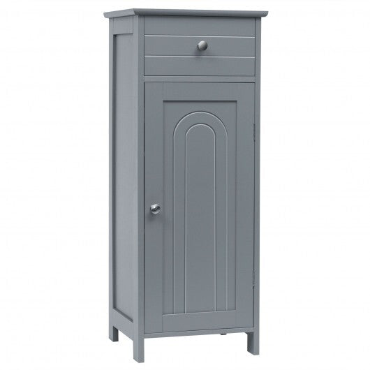 Wooden Storage Free-Standing Floor Cabinet with Drawer and Shelf-Gray - Color: Gray