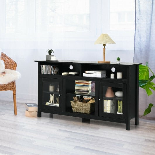 58 Inch TV Stand Entertainment Console Center with 2 Cabinets-Black - Color: Black