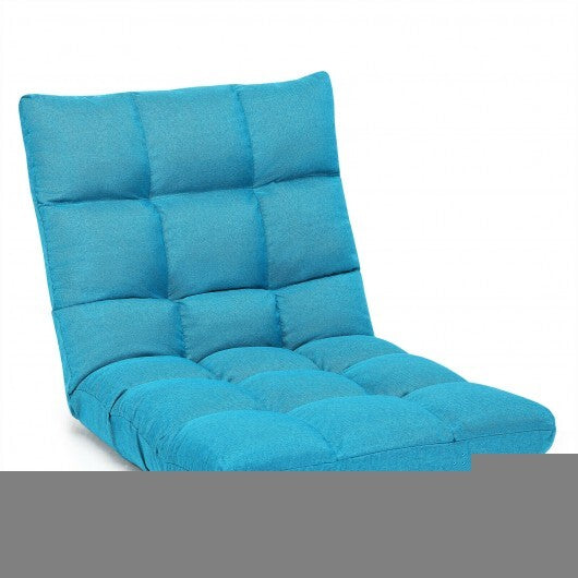 14-Position Adjustable Folding Lazy Gaming Sofa-Light Blue - Color: Light Blue