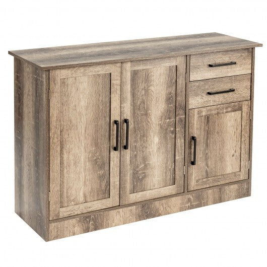 Buffet Storage Cabinet Kitchen Sideboard with 2 Drawers-Gray - Color: Gray