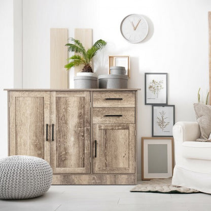 Buffet Storage Cabinet Kitchen Sideboard with 2 Drawers-Gray - Color: Gray