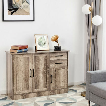 Buffet Storage Cabinet Kitchen Sideboard with 2 Drawers-Gray - Color: Gray