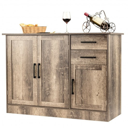 Buffet Storage Cabinet Kitchen Sideboard with 2 Drawers-Gray - Color: Gray