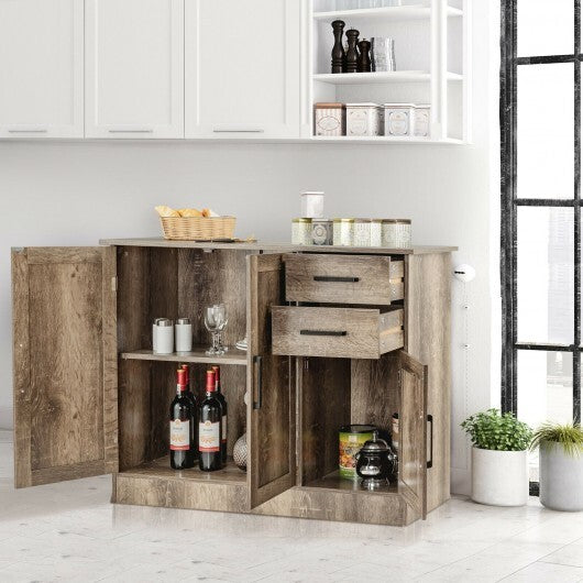 Buffet Storage Cabinet Kitchen Sideboard with 2 Drawers-Gray - Color: Gray