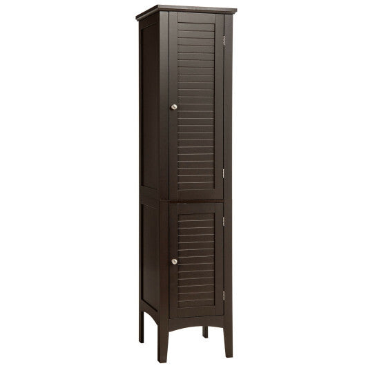 Freestanding Bathroom Storage Cabinet for Kitchen and Living Room-Coffee - Color: Brown