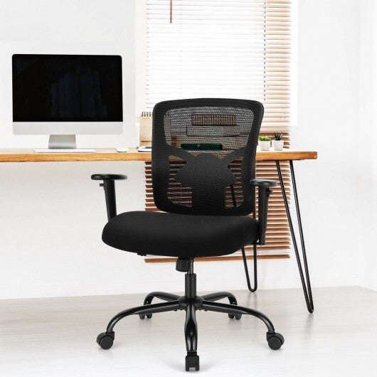 400LBS Mesh Big and Tall Office Chair Swivel Task Chair - Color: Black