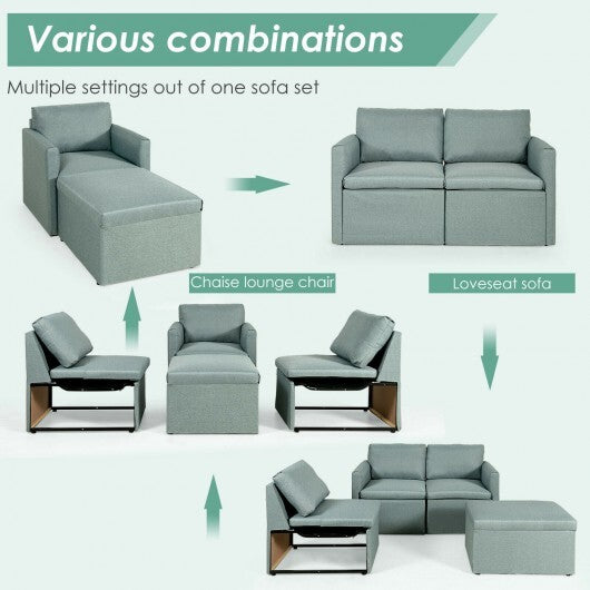 Convertible L-Shaped Sectional Sofa Couch with Reversible Chaise-Green - Color: Green