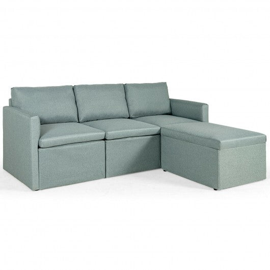 Convertible L-Shaped Sectional Sofa Couch with Reversible Chaise-Green - Color: Green