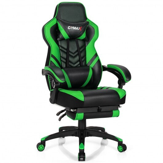 Adjustable Gaming Chair with Footrest for Home Office-Green - Color: Green