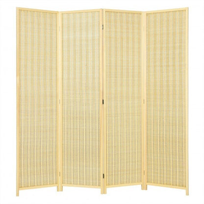 6 ft 4 Panel Portable Folding Room Divider Screen-Natural - Color: Natural