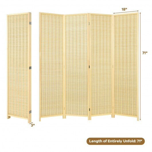 6 ft 4 Panel Portable Folding Room Divider Screen-Natural - Color: Natural