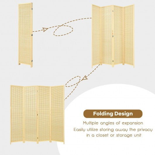 6 ft 4 Panel Portable Folding Room Divider Screen-Natural - Color: Natural