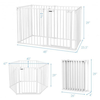 6 Panel Wall-mount Adjustable Baby Safe Metal  Fence Barrier-White - Color: White