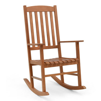 Eucalyptus Wood Rocker Chair with Stable and Safe Rocking Base for Garden - Color: Natural