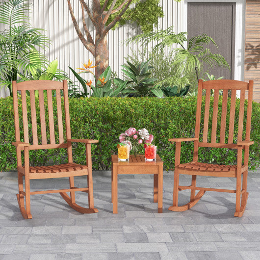 Eucalyptus Wood Rocker Chair with Stable and Safe Rocking Base for Garden - Color: Natural