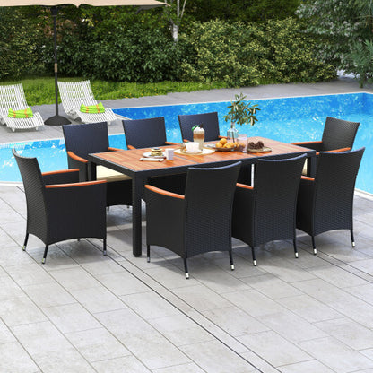 9 Pieces Outdoor Dining Set with Acacia Wood Tabletop