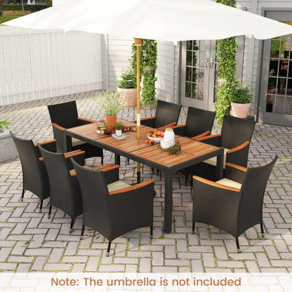 9 Pieces Outdoor Dining Set with Acacia Wood Tabletop