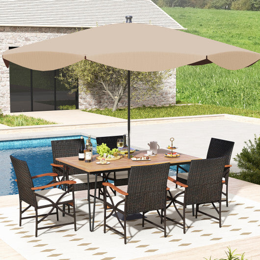 7 Pieces Outdoor Dining Furniture Set for Porch Backyard Garden Poolside