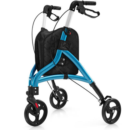 Foldable Rollator Walker with Lightweight Aluminum Frame-Blue - Color: Blue