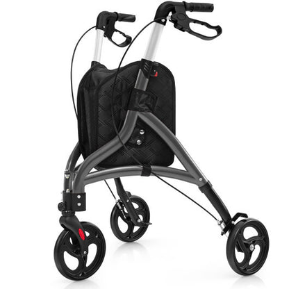 Foldable Rollator Walker with Lightweight Aluminum Frame-Gray - Color: Gray