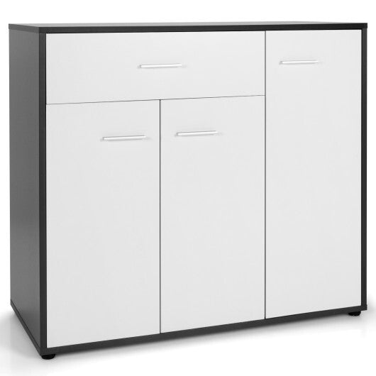 Buffet Sideboard Storage Cabinet with Spacious Table Top - Color: Black & White