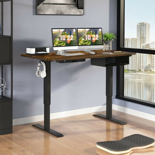 48-inch Electric Height Adjustable Standing Desk with Control Panel-Rustic Brown - Color: Brown