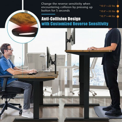 48-inch Electric Height Adjustable Standing Desk with Control Panel-Rustic Brown - Color: Brown