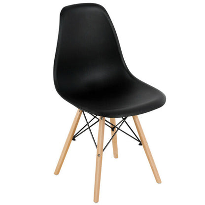 4 Pieces Modern Armless Dining Chair Set with Wood Legs-Black - Color: Black