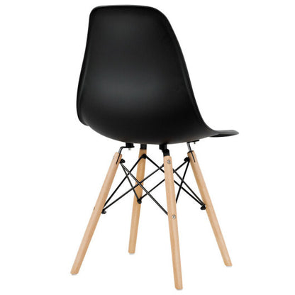 4 Pieces Modern Armless Dining Chair Set with Wood Legs-Black - Color: Black