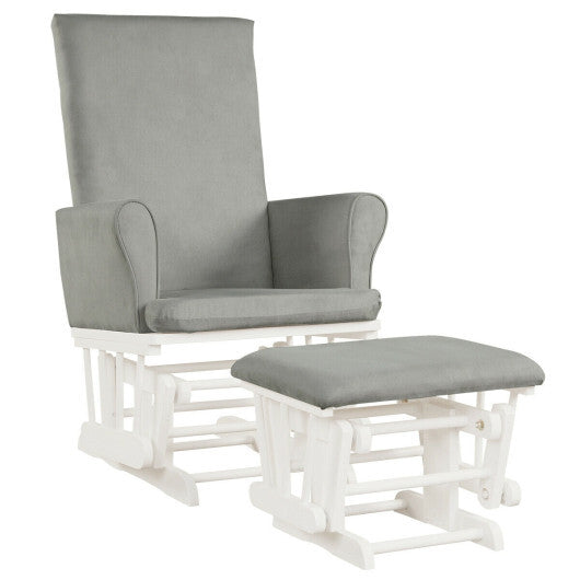 Baby Nursery Relax Rocker Rocking Chair Glider and Ottoman Cushion Set-Gray - Color: Gray