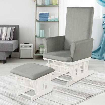 Baby Nursery Relax Rocker Rocking Chair Glider and Ottoman Cushion Set-Gray - Color: Gray