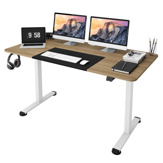 55 Inch Electric Standing Desk Adjustable with Cable Management Hole-Natural - Color: Natural