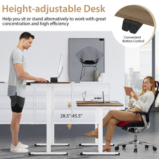 55 Inch Electric Standing Desk Adjustable with Cable Management Hole-Natural - Color: Natural