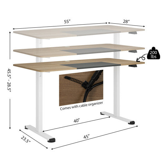 55 Inch Electric Standing Desk Adjustable with Cable Management Hole-Natural - Color: Natural